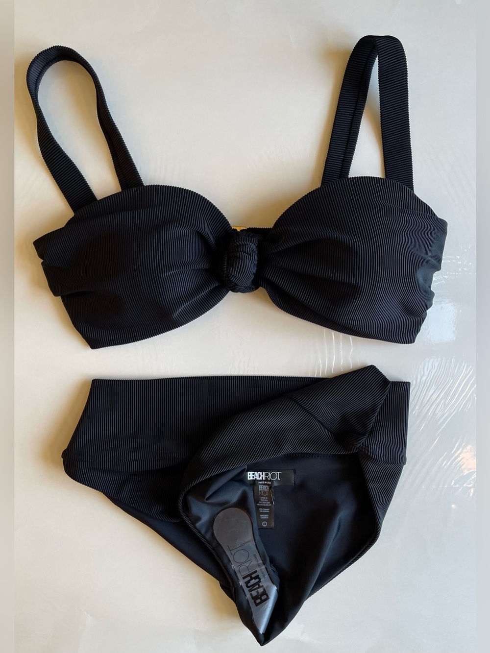Beach Riot Set: Sophia Ribbed Bikini Top& Highway Ribbed Bikini Bottom; Large - Picture 14 of 14